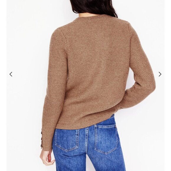 New Boden Wool Blend Textured Cardigan Praline Brown 4, S $165 - Picture 3 of 8